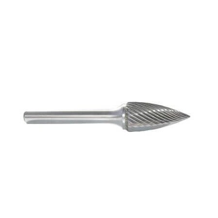 Morse Carbide Burr, General Purpose Premium, Series 5970, Pointed, 18 Head Dia, 12 Length of Cut, 3 59924